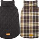 Kuoser Waterproof Dog Coat, Reversible Dog Jacket for Large Dogs, Adjustable Durable Doggie Winter Coat for Growing Puppies Warm Puppy Cold Weather Apparel, New Brown L (Large (Pack of 1))