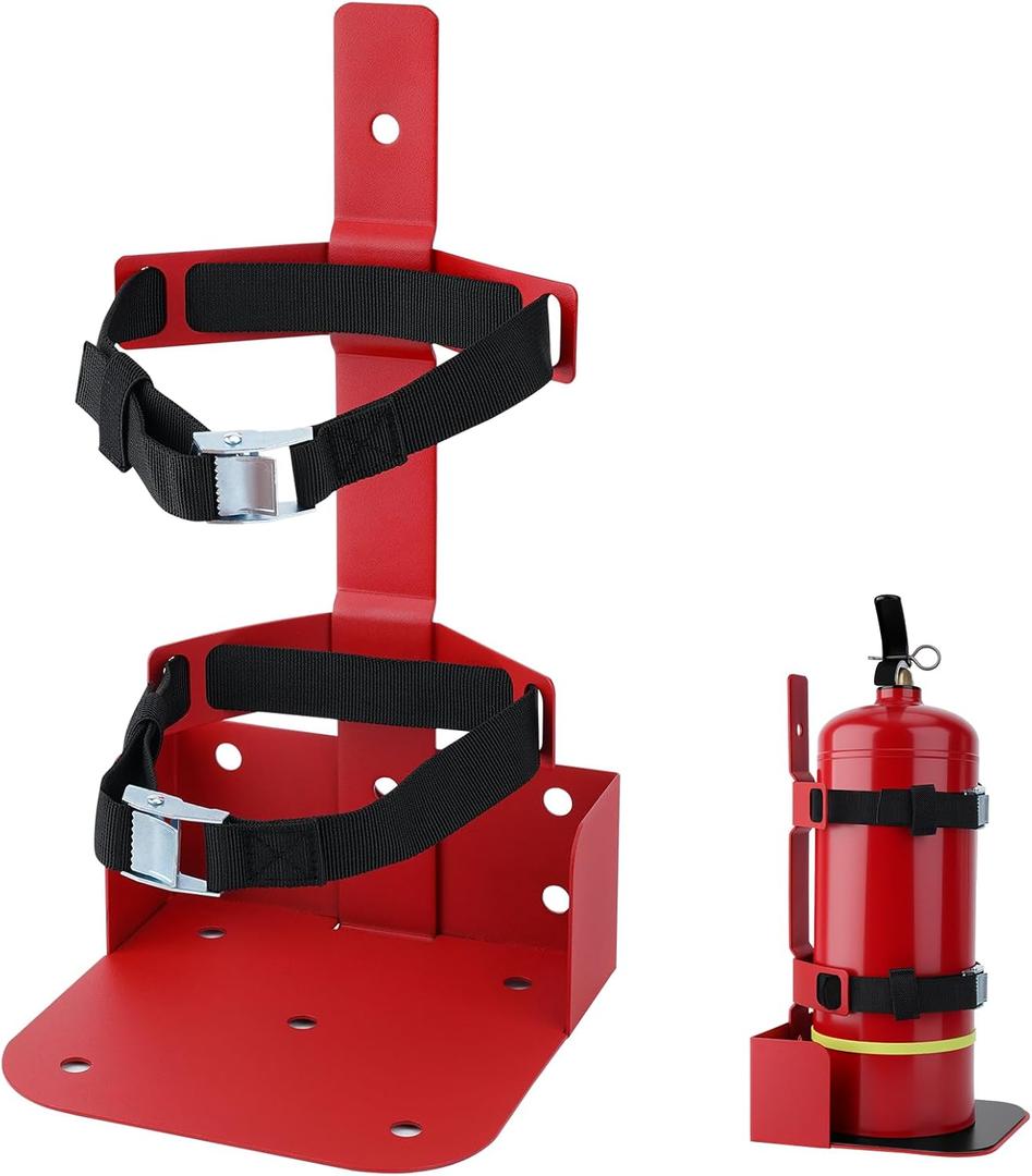Fire Extinguisher Mount,Heavy Duty Vehicle Bracket Compatible with 20lb ABC, 10lb CO2 or a 15lb CO2 Fire Extinguishers (Red)