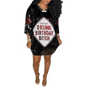 ENOPINK Womens Sequin Glitter Shirt Dress Size S