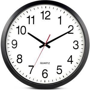 Bernhard Products Black Wall Clock Silent Non Ticking - XL 18 Inch Quality Quartz Battery Operated Round Easy to Read Home/Office/Classroom/School Clock, Black 