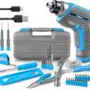 Hi-Spec 35pc Blue Tool Kit with 3.6V USB Electric Screwdriver and Drill set. Complete General Tool Set
