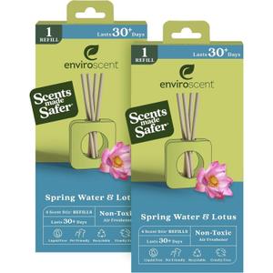 Enviroscent Non-Toxic Air Freshener for Home (Spring Water & Lotus) Essential Oil Diffuser | Home Fragrance Last Over 30 Days | 8 Scent Stix Refills (8 Count (Pack of 2))