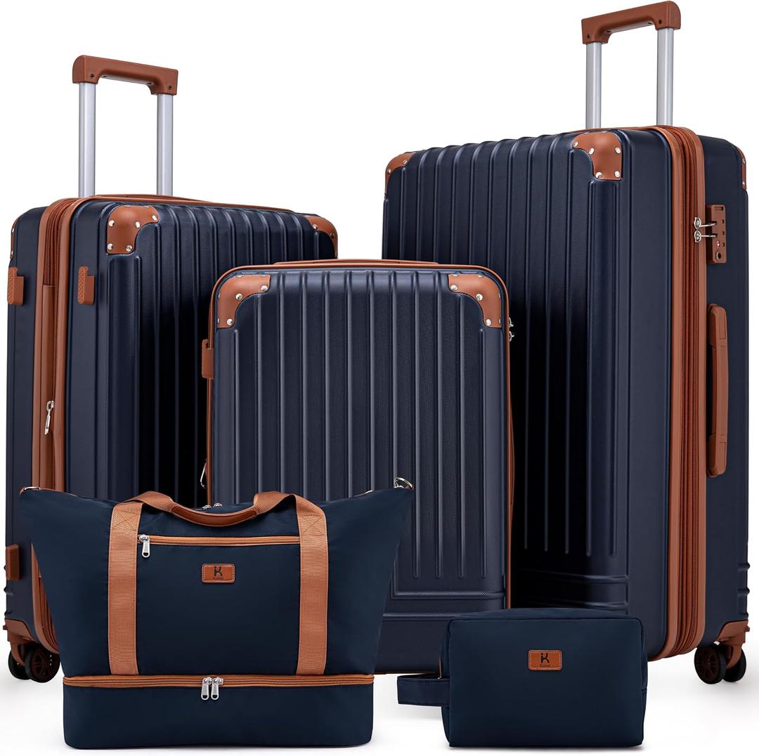 KUNEL Luggage Sets 5 Piece, Hardshell Expandable Suitcase, 20/24/28inch