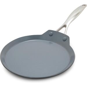 GreenPan Valencia Pro Ceramic Nonstick 9.5" Crepe Pan, Hard Anodized PFAS-Free, Induction Ready, Compatible on All Cooktops, Dishwasher Safe, Oven Safe to 600F, Gray
