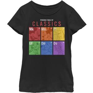 Disney Characters Sensational Periodic Girl's Solid Crew Tee (Black, XL)