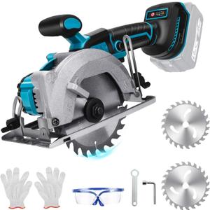 5.5 Inch Cordless Circular Saw for Makita 18V Battery, Power Wood Saw with Brushless Motor, 0-45 Cutting Bevel, Max Cutting Depth 1.9"(90°), 1.57"(45), Idea for Wood, Plastic, Soft Metal