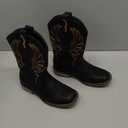 Rollda Kids Cowboy Boots for Boys Girls Western Square Toe Cowgirl Boots with Walking Heel (Toddler/Little Kid/Big Kid) (Black)