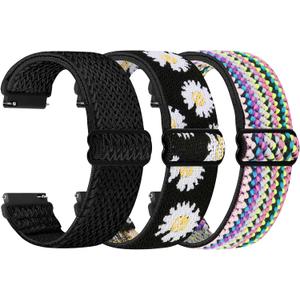TumpCez Quick Release Watch Band - Choice of Width -18mm 19mm 20mm 22mm 24mm Watch Bands, Solo Loop Adjustable Elastic Nylon Watch Straps Replacement Wristband for Men Women (Black+Sunflower+Colorful)