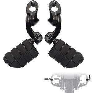 FOVPLUE 1.25" Highway Footpegs,Short Angled Adjustable Highway Pegs w/Mounts for Harley Touring Street Glide Electra Glide Road King Softail CVO Dyna Trike VRSC Sportster w/1-1/4" Engine Guard,Black#2