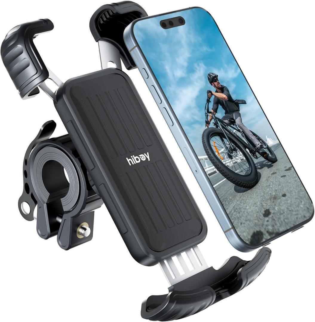 Hiboy Bike Phone Holder, 360 Rotatable Universal Motorcycle Phone Mount, Wrap Anti Shake Bicycle Scooter Handlebar Phone Clip for 5.1-6.8" Cellphone