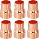 PATIKIL 5/8" to 1/2" ID Copper Reducer, 6pcs 99.9% Pure Copper Reducing Coupling Pressure Fitting Pipe Tube Connector Adapter with Sweat Solder Connection for HVAC Refrigeration System