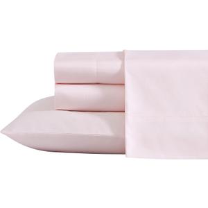 Laura Ashley - Queen Sheet Set, Soft & Smooth Sateen Cotton Bedding with a Lightweight Feel, 800 Thread Count, Bed Sheets with Matching Pillowcases (Solid Pink)
