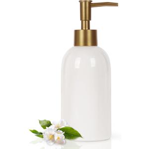 Natheeph 14OZ Ceramic Soap Dispenser Ceramic Soap Pump Dispenser Can Fill Liquid for Bathroom/Kitchen (White)