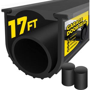 Holikme Garage Door Seals Bottom Rubber, Flexible Rubber Garage Door Seal, Garage Door Weather Stripping Kit Seal Strip Replacement, 5/16 Inch T-End, 4 1/8 Inch Width (17Ft, Black)
