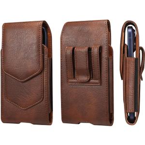 Cell Phone Belt Clip Pouch Men Leather, Phone Waist Bag with Card Holder 7.2in