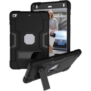 Jaorty Case for iPad Mini 5 2019,for iPad Mini 4 2015,7.9 Inch,3 in 1 Hybrid [Soft&Hard] Heavy Duty Rugged Stand Cover Shockproof Anti-Slip Anti-Scratch Full-Body Protective Case,Black/Black