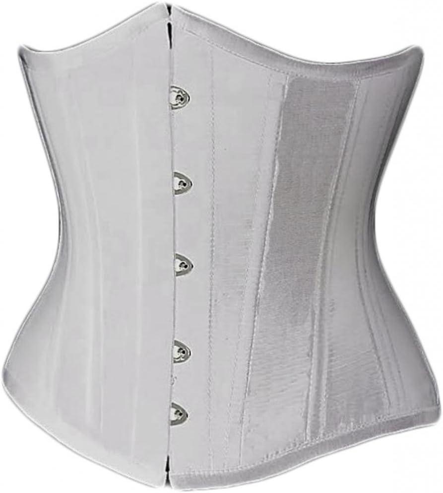 Alivila.Y Fashion Womens Sexy Satin Vintage Underbust Waist Training Corset Bustier (Medium, White)