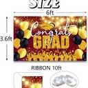 Class of 2025 Graduation Party Decorations, Congrats Grad Backdrop Banner Large Sign Wall Decorations Photography Background Party Supplies, Red and Gold