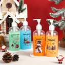 Roowest 4 Pcs Christmas Soap Dispenser 16.9 oz Christmas Kitchen Bathroom Decoration Clear Xmas Tree Snowman Snowflake Buffalo Plaid Shampoo Container Bottles with Pump and White Tray for Winter Gift