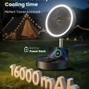 Gaiatop Portable Pedestal Fan 16000mAh Battery [Max 74h Runtime], Foldable Oscillating Standing Fan, Collapsible Desk Fans, LED Light, Case & Remote Control 4 Speeds for Outdoor Travel Camping (Black), 3.6 " to 36.4" Stretching