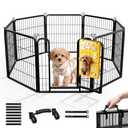 Pvpy Yvrd Heavy-Duty Iron Dog Playpen Outdoor Indoor,24 inch 4 Panels Dog Fences for RV Camping/Yard/Garden,Portable Dog Play Pen for Dogs,Puppies, Small Animals,Black SilverRefill Pack
