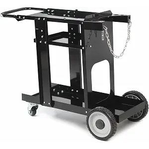 Foxngear Heavy Duty Welding Cart for TIG MIG Welder Plasma Cutter, Large 3-Tier Welder Cart with Gas Bottle Storage, Swivel Caster Wheels, Steel, Black, 15.5"D x 15.5"W x 26"H