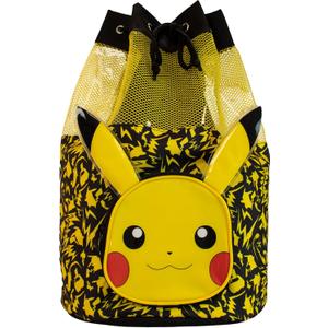 Pokemon Drawstring Bag | Pikachu Backpack With 3D Ears | Boys Swim Bag | Official Pikachu Merchandise | One Size Black