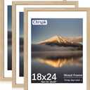 18x24 Poster Frame, Natural Oak Wood Frame with 16x20 Mat, 3 Pack