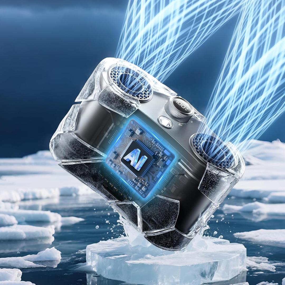 2026 25000MAh AI Portable Waist Fan, 100 Speeds 34000RPM Strong Airflow, Belt Fan with up to 145H of Working Time, Flashlight,Rechargeable Wearable Personal Fans for Outdoor