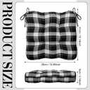 Geetery 4 Pcs Outdoor Plaid Chair Cushions with Ties for Dining Chairs Scottish Plaid Decorative Seat Cushions for Kitchen Patio Home Living Room, 15 x 16'' (Black and White)
