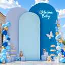 Gradient Blue Arch Backdrop Cover 7.2FT 6.6FT 6FT Arch Covers Stretchy Backdrop Set of 3, Party Arch Cover Spandex Fitted Under The Sea Fabric Arch Covers for Baby Shower Birthday Wedding Decoration