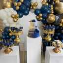 Navy Blue and Gold Party Balloons, 50 Pcs 12 Inches Navy Blue Gold White Latex Balloon for Birthday,Baby Shower, Graduation Decorations