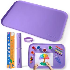 Silicone Art Mats for Kids, 24"x16" Silicone Craft Mat with Lip to Keep Clean, Play Sand, Painting, DIY Crafts Mat for Kids (Purple) Silicone Art Mats for Kids, 24"x16" Silicone Craft Mat with Lip to Keep Clean, Play Sand, Painting, DIY Crafts Mat for Kids (Purple)