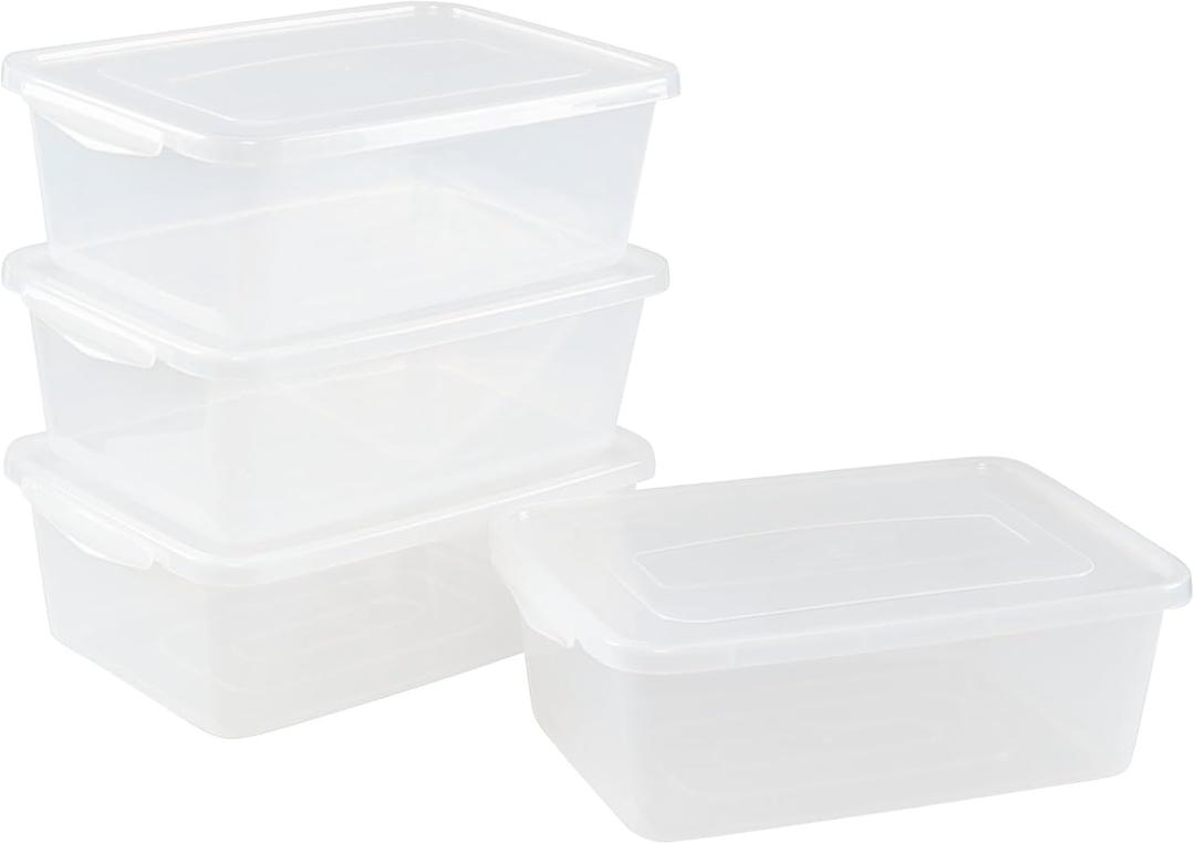 6.5 Quarts Clear Latching Box, Plastic Storage Containers with Lids Set of 4