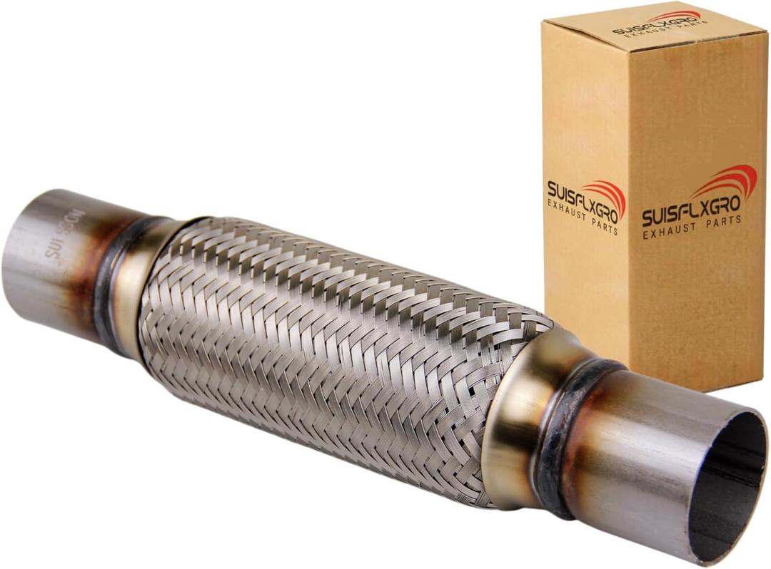 Exhaust Flex Pipe Universal Type 100% Stainless Steel For Heavy Duty and Cars (1 PC, 2X8X12)