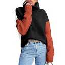Dokotoo Women's Casual Turtleneck Sweater with Long Sleeves and Side Slit, Size 2XL