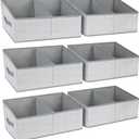 DIMJ Large Closet Shelf Organizer Bins 6 Packs with Handles and Divider, Fabric Trapezoid Storage Baskets, Foldable Clothes Containers Box for Shelf, Towel, Book, Toy, Purse, Hats, Grey (6 Bins 16.5"x11"x7.8", Silver Gray)