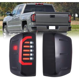 LED Tail Light Assembly for 2014-2018 Chevy Silverado 1500, 2016 2017 2018 2019 Chevy Silverado 2500HD 3500HD Smoked Rear Taillight Lamp with Brake Turn Signals Reverse Light Driver &Passenger Side