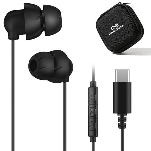 C G CHANGEEK Sleep Earbuds - Wired Sleep Headphones for Side Sleepers with Dual-Layer Noise Isolation, Ideal for Sleep, Snoring & Travel, Soft Type C Earphones & Mic (USB-C)