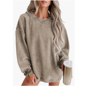 SELINK Womens Crewneck Oversized Corduroy Corded Sweatshirt Long Sleeve Casual Pullover Tops S