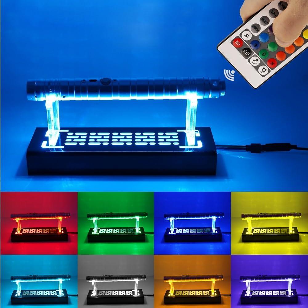 WANLIAN Lightsaber Stand Acrylic Lightsaber Display Stand Black, built-in off light of many colors luminous original, light-transmitting display lightsaber stand. (Color light)