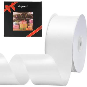 Solid Color Double Faced White Satin Ribbon 2" X 50 Yards, Ribbons Perfect for Crafts, Wedding Decor, Bow Making, Sewing, Gift Package Wrapping and More