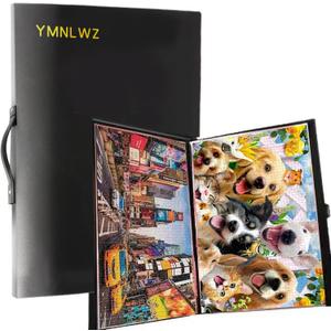 YMNLWZ Puzzle Storage Folder for 1000-Pieces, Keeping Large Capacity Jigsaw Puzzles, Space-Saving Organizer Accessory, Portable keeper with 20 Pockets, Dustproof & Protective Puzzles Accessory (Black)