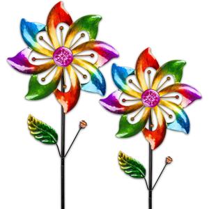 2 Packs Wind Spinners Outdoor, Outdoor Decor Windmill for Yard, Pinwheels, Wind Spinners for Yard Garden, Outdoor Metal Wind Spinner Lawn Decor