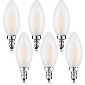 E12 LED Bulb 25W Equivalent Frosted Candelabra Light Bulbs Sofe White 3000K 2W Dimmable Chandelier Light Bulbs Decoration B11 Candle LED Bulbs,6 Pack