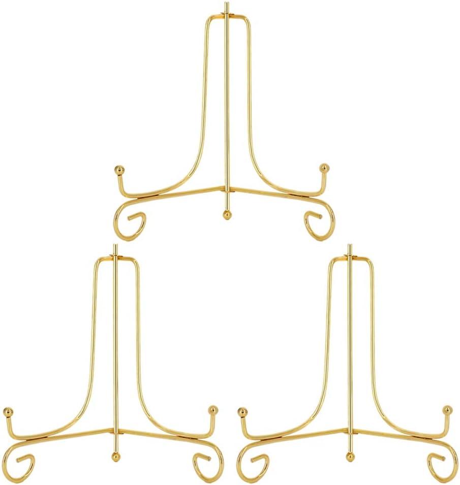 LIONWEI LIONWELI 8 Inch Gold Iron Plate Stand Holder Easel Display Stand for Plate?Picture?Photo and More,3 pcs.