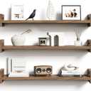 Upgraded Floating Shelves for Wall, Set of 3 Solid Wood Wall Mounted Shelves, 23.6" Rustic Walnut Display Shelf for Bedroom, Living Room, Bathroom, and Kitchen Decor - Heavy-Duty & Natural Pine