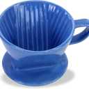 Pour Over Ceramic - Coffee Dripper Ceramic Coffee Maker with 3 Holes Flat Bottom, Porcelain Slow Filter Cone for Travel, Camping, Office, Home, Coffee Maker Brew (Blue)