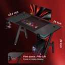 HLDIRECT 55 Inch A-Shaped Gaming Desk with Carbon Fiber Surface, Black