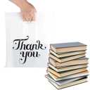 100 Pcs White 12x15" Thank You Bags, Shopping Bags for Goodie, Boutique, Retail, Party Gifts, Clothes, Reusable Plastic Bag with handles (White)